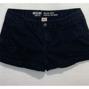 Mossimo Mid Rise Shorts Womens 10 Black Distressed Cuffed Twill Casual